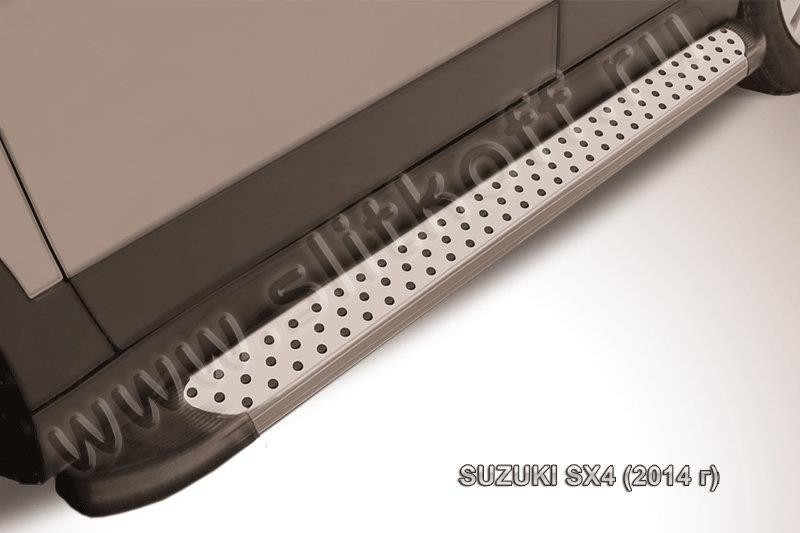 Slitkoff AL-SSX4005 пороги алюминиевые "Standart Silver" 1700 серебристые Suzuki SX-4 (2014)