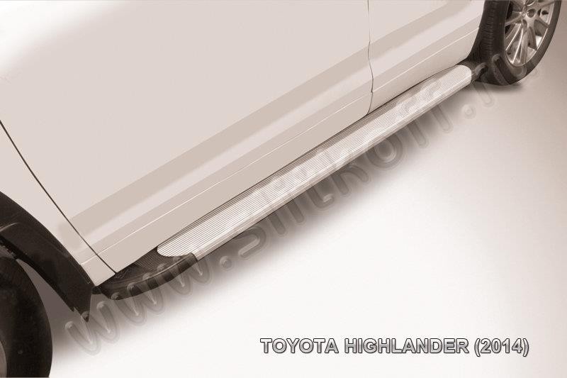 Slitkoff AL-THI14002 пороги алюминиевые "Optima Silver" 1800 серебристые Toyota Highlander (2014)