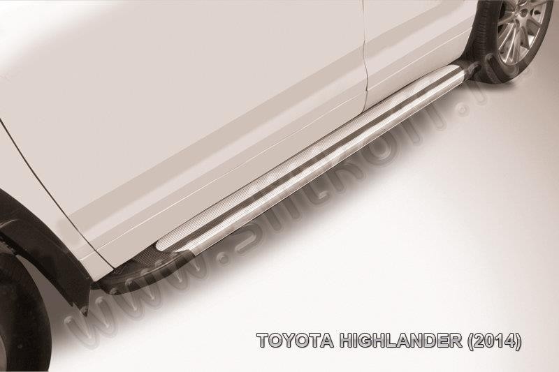 Slitkoff AL-THI14004 пороги алюминиевые "Luxe Silver" 1800 серебристые Toyota Highlander (2014)