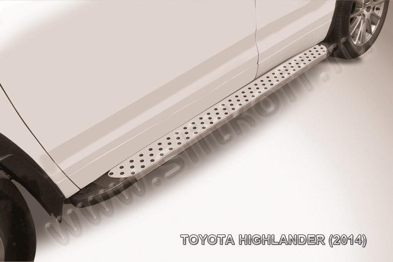 Slitkoff AL-THI14005 пороги алюминиевые "Standart Silver" 1800 серебристые Toyota Highlander (2014)