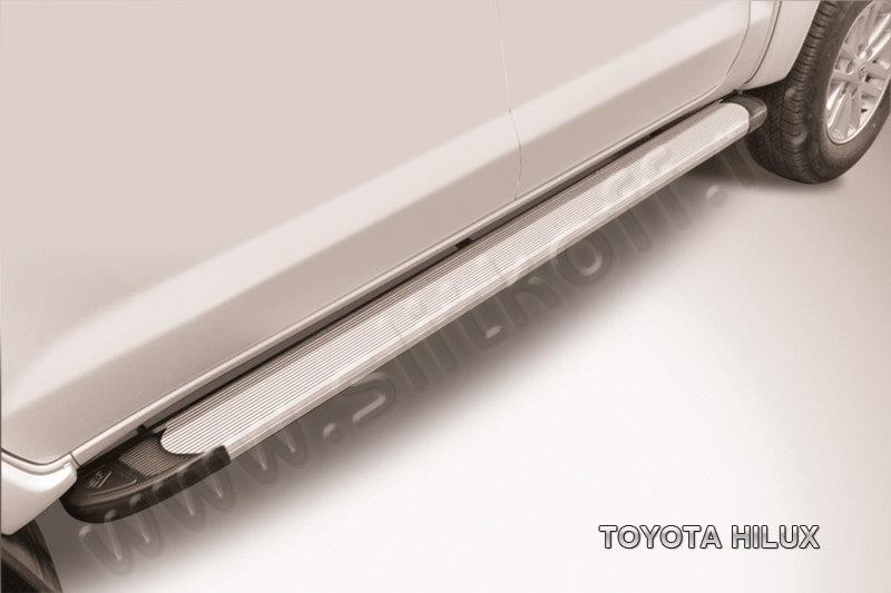 Slitkoff AL-THL11002 пороги алюминиевые "Optima Silver" 2000 серебристые Toyota Hilux (2011)