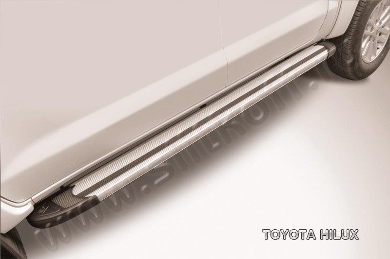 Slitkoff AL-THL11004 пороги алюминиевые "Luxe Silver" 2000 серебристые Toyota Hilux (2011)