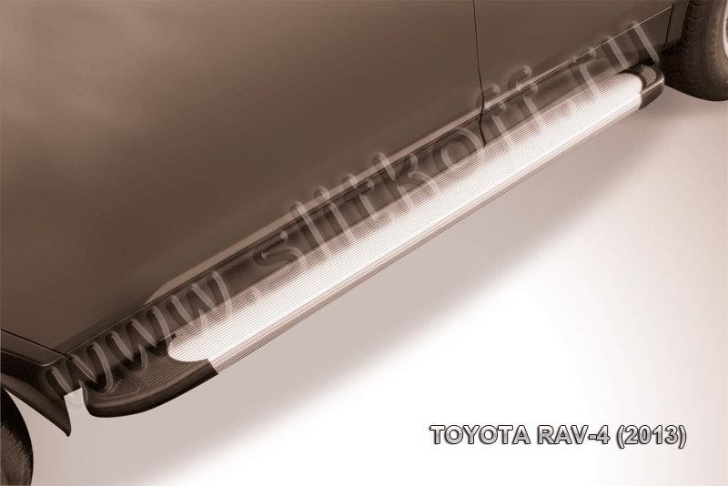 Slitkoff AL-TR413002 пороги алюминиевые "Optima Silver" 1700 серебристые Toyota RAV4 (2013)