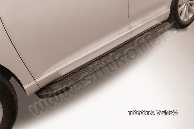 Slitkoff AL-TVEN001 пороги алюминиевые "Optima Black" 1800 черные Toyota Venza