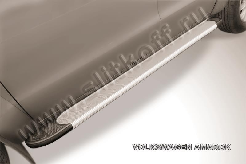 Slitkoff AL-VWAM13-02 пороги алюминиевые "Optima Silver" 2000 серебристые Volkswagen Amarok (2013)