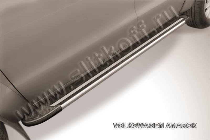 Slitkoff AL-VWAM13-03 пороги алюминиевые "Luxe Black" 2000 черные Volkswagen Amarok (2013)