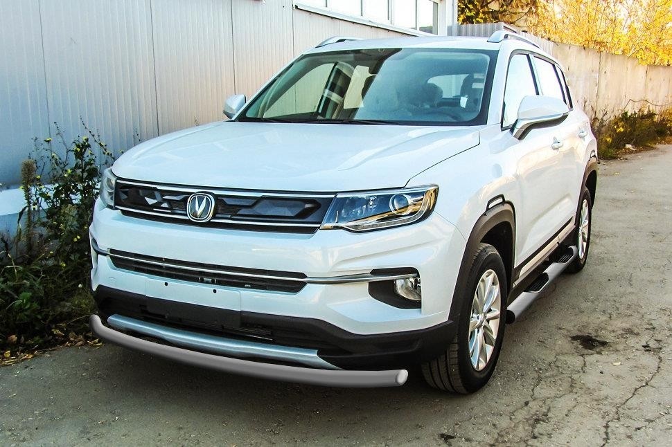 Slitkoff CHANCS35P-001S защита переднего бампера d57 серебристая Changan CS35 Plus (2019)