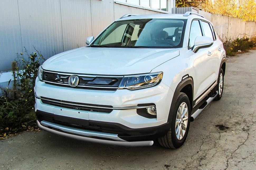 Slitkoff CHANCS35P-003S защита переднего бампера d42 серебристая Changan CS35 Plus (2019)