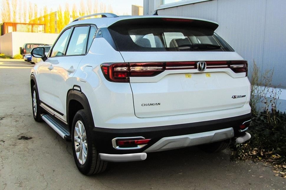 Slitkoff CHANCS35P-009S защита заднего бампера уголки d57 серебристые Changan CS35 Plus (2019)