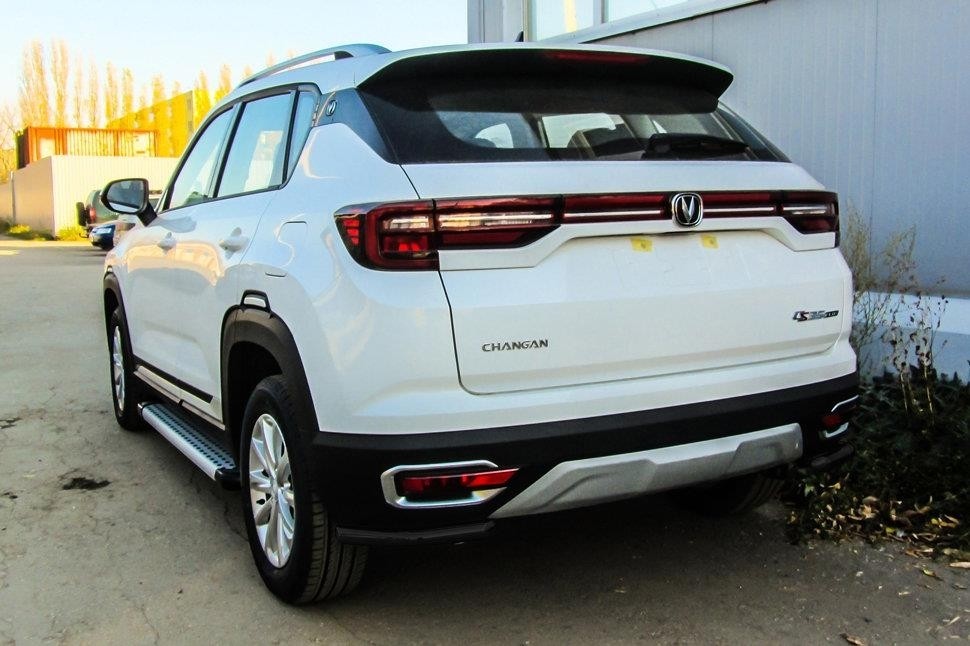 Slitkoff CHANCS35P-010B защита заднего бампера уголки d42 черные Changan CS35 Plus (2019)