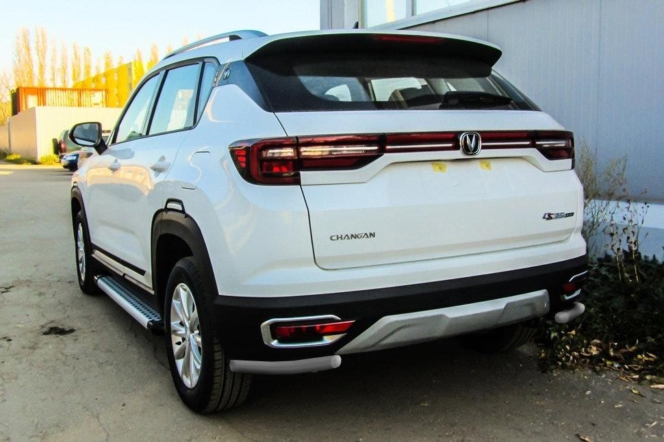 Slitkoff CHANCS35P-010S защита заднего бампера уголки d42 серебристые Changan CS35 Plus (2019)
