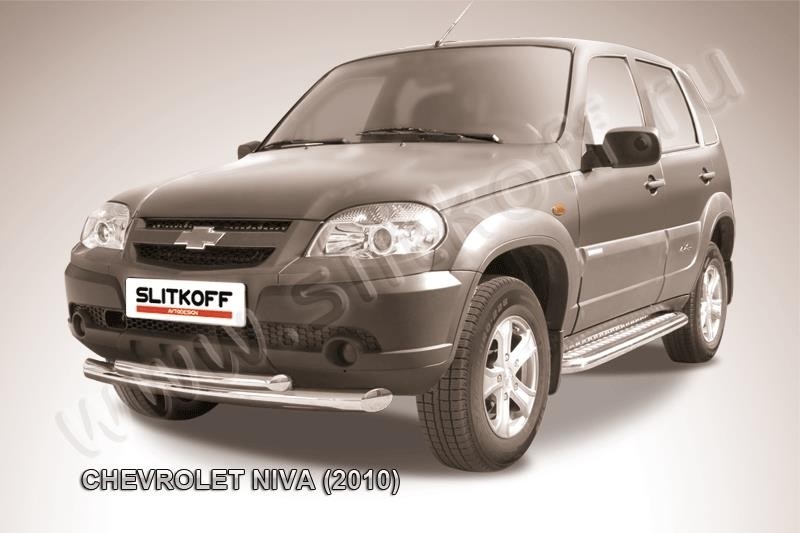 Slitkoff CHN10-002 защита переднего бампера d76+ d57 двойная Chevrolet Niva (2010)