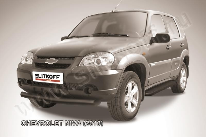 Slitkoff CHN10-003B защита переднего бампера d76 черная Chevrolet Niva (2010)