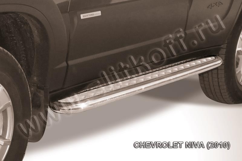 Slitkoff CHN10-008 защита порогов d57 с листом усиленная Chevrolet Niva (2010)