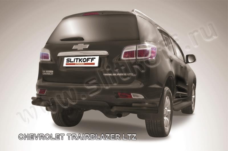 Slitkoff CHTB12-014B защита заднего бампера уголки d76+ d42 двойные черные Chevrolet Trailblazer (2012)