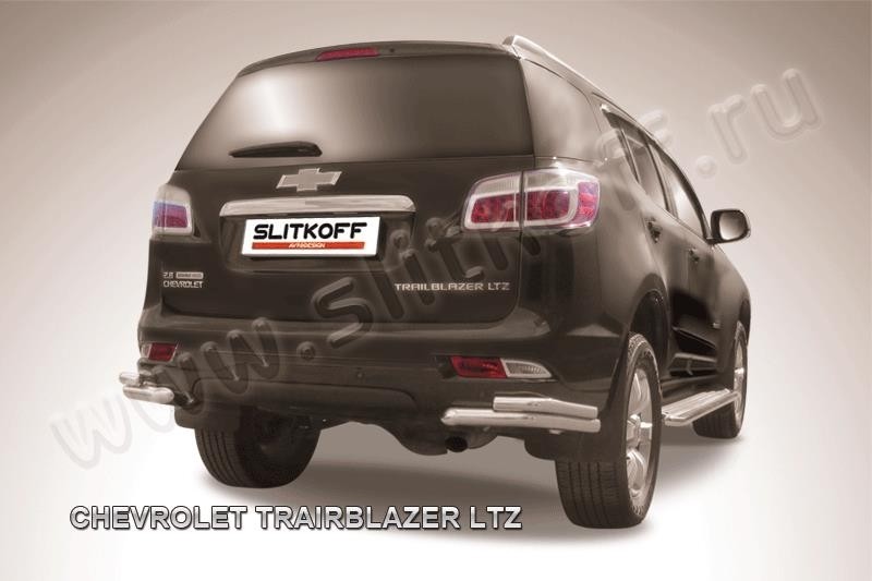 Slitkoff CHTB12-016 защита заднего бампера уголки d57+ d42 двойные Chevrolet Trailblazer (2012)