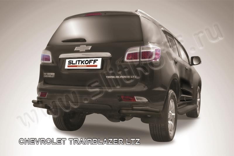 Slitkoff CHTB12-016B защита заднего бампера уголки d57+ d42 двойные черные Chevrolet Trailblazer (2012)