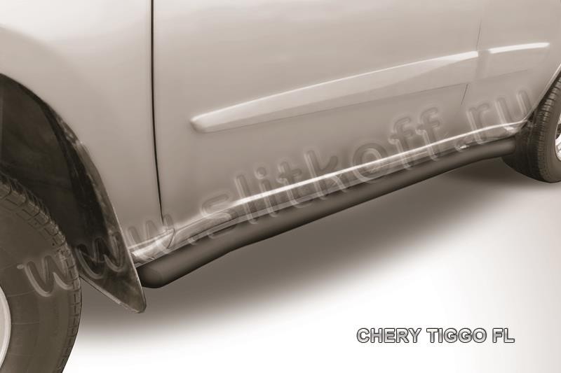 Slitkoff CT-FL-006B защита порогов d57 с гибами черная Chery Tiggo FL (2013)