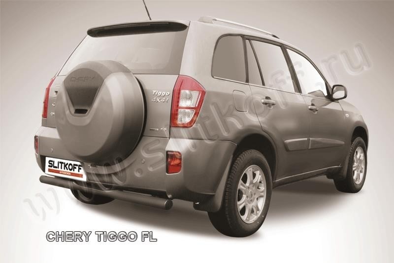 Slitkoff CT-FL-008B защита заднего бампера d76 с проступью черная Chery Tiggo FL (2013)