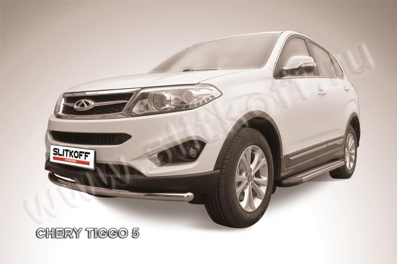 Slitkoff CT5-003 защита переднего бампера d57 радиусная Chery Tiggo 5