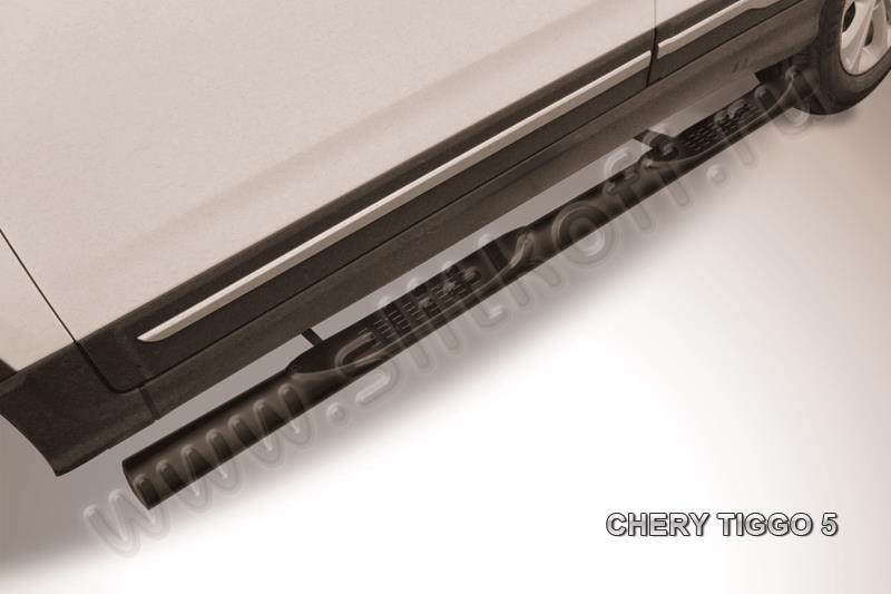 Slitkoff CT5-005B защита порогов d76 с проступями черная Chery Tiggo 5