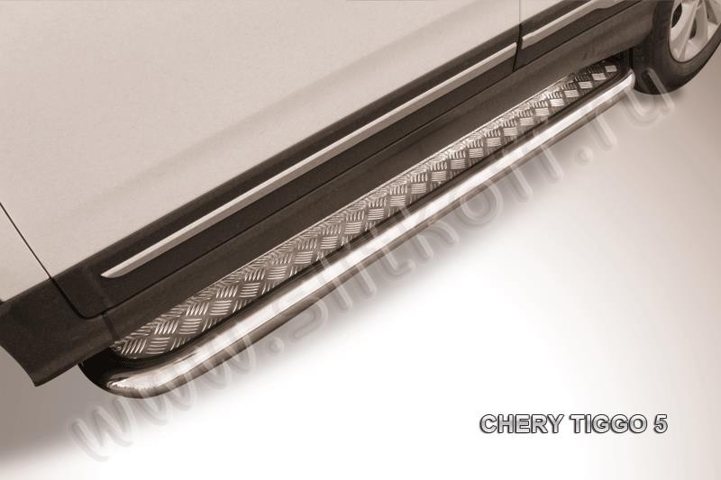 Slitkoff CT5-007 защита порогов d57 с листом усиленная Chery Tiggo 5