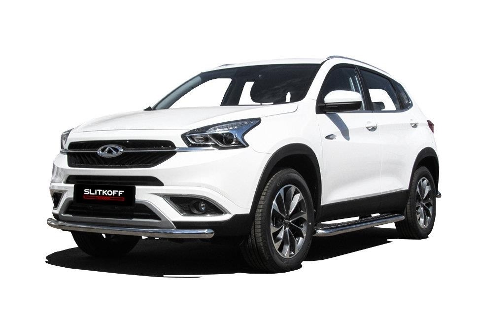Slitkoff CT7-002 защита переднего бампера d57 Chery Tiggo 7