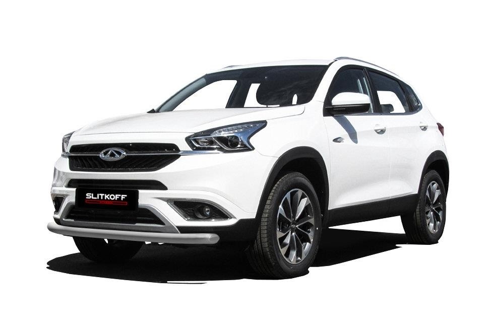 Slitkoff CT7-002S защита переднего бампера d57 серебристая Chery Tiggo 7