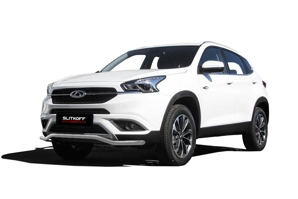 Slitkoff CT7-003S защита переднего бампера d42 "волна" серебристая Chery Tiggo 7