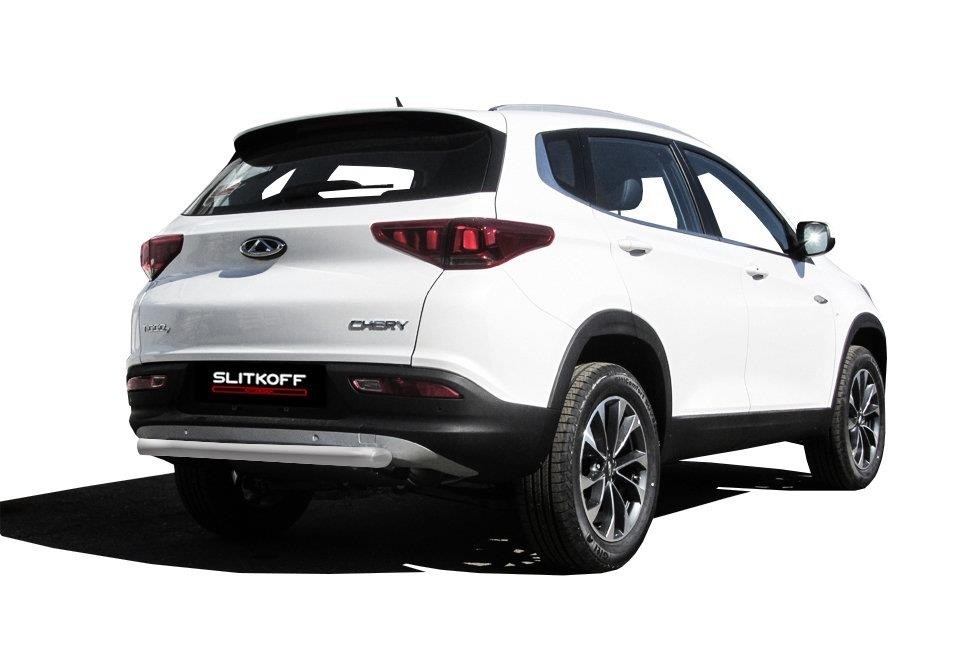 Slitkoff CT7-006S защита заднего бампера d57 серебристая Chery Tiggo 7