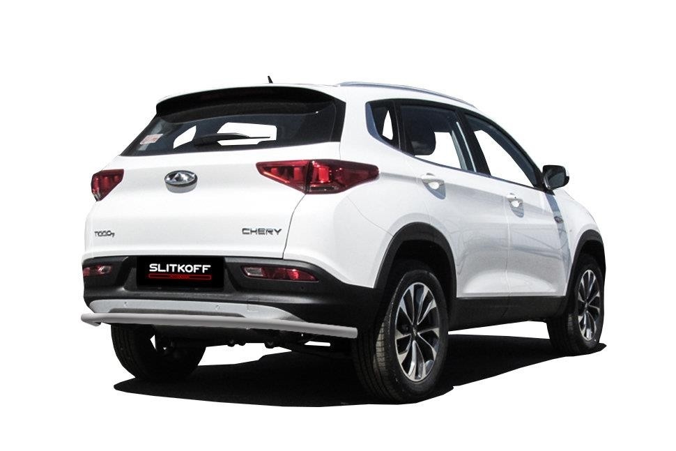 Slitkoff CT7-007S защита заднего бампера d42 длинная серебристая Chery Tiggo 7