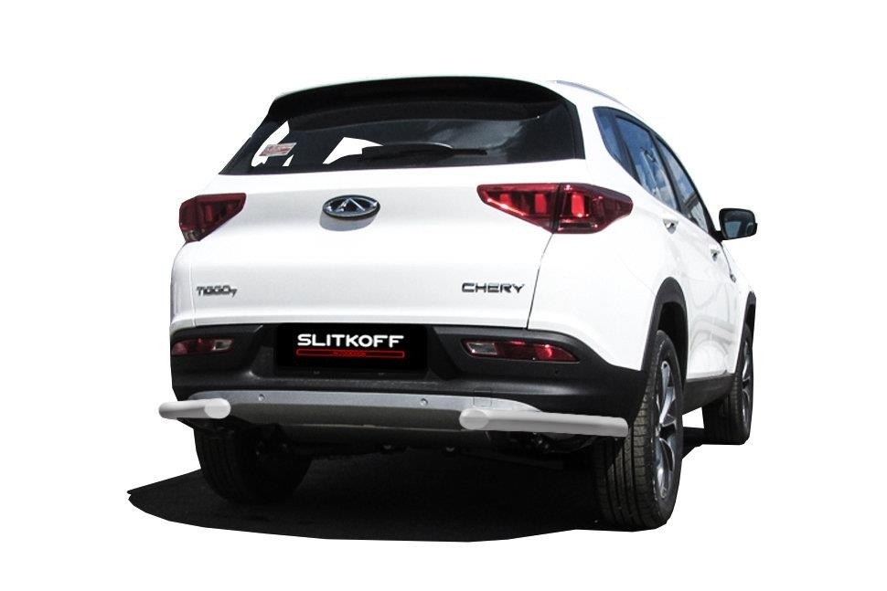 Slitkoff CT7-008S защита заднего бампера уголки d57 серебристые Chery Tiggo 7