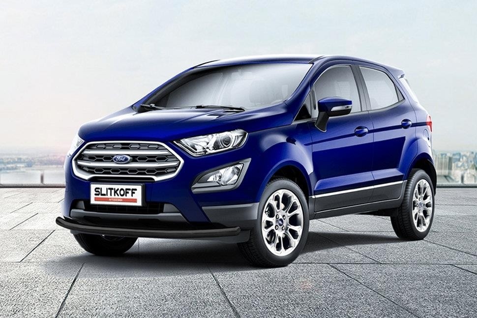Slitkoff FES002B защита переднего бампера d57 черная Ford EcoSport (2017)
