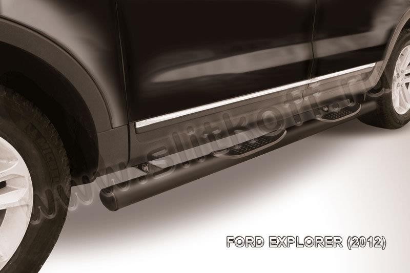 Slitkoff FEX005B защита порогов d76 с проступями черная Ford Explorer (2012)