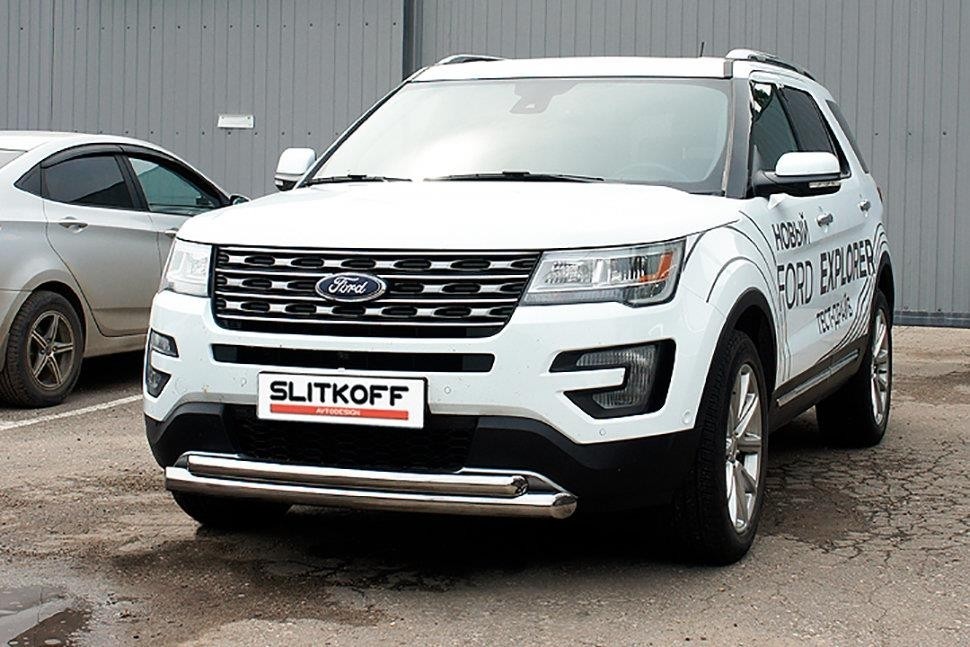 Slitkoff FEX15001 защита переднего бампера d76+ d57 двойная Ford Explorer (2015)