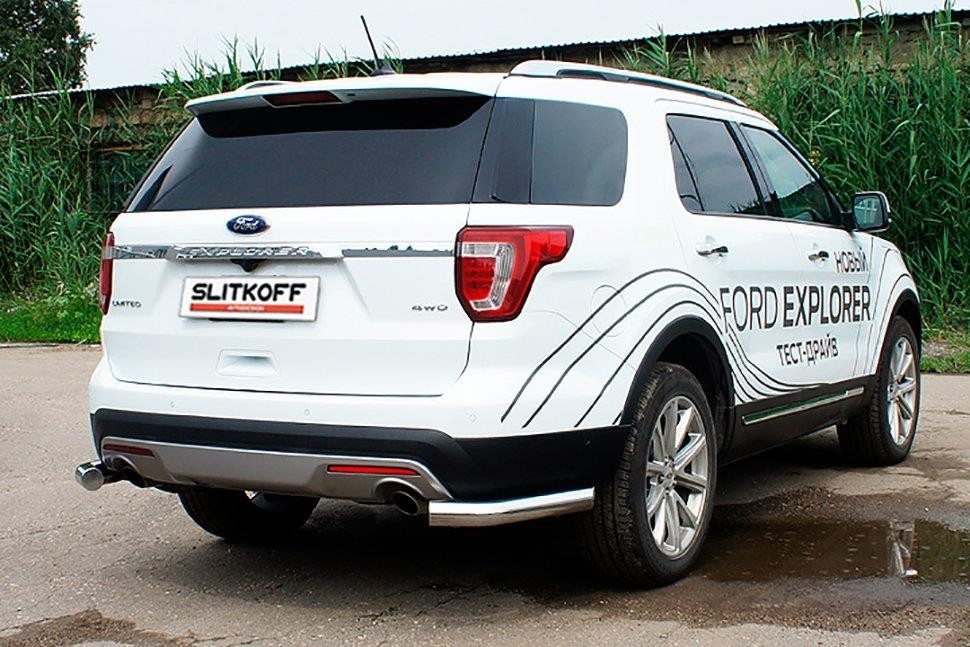 Slitkoff FEX15010 защита заднего бампера уголки d76 Ford Explorer (2015)