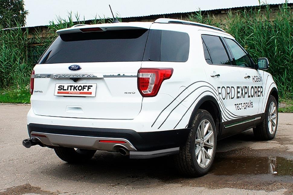 Slitkoff FEX15010B защита заднего бампера уголки d76 черные Ford Explorer (2015)