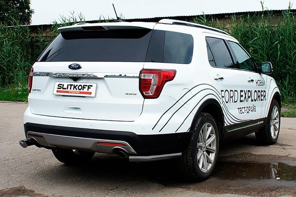 Slitkoff FEX15011B защита заднего бампера уголки d57 черные Ford Explorer (2015)