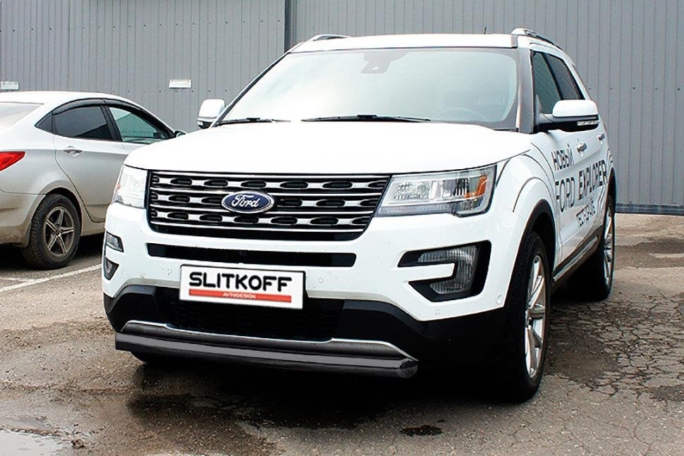 Slitkoff FEX18002B защита переднего бампера d76 черная Ford Explorer (2018)