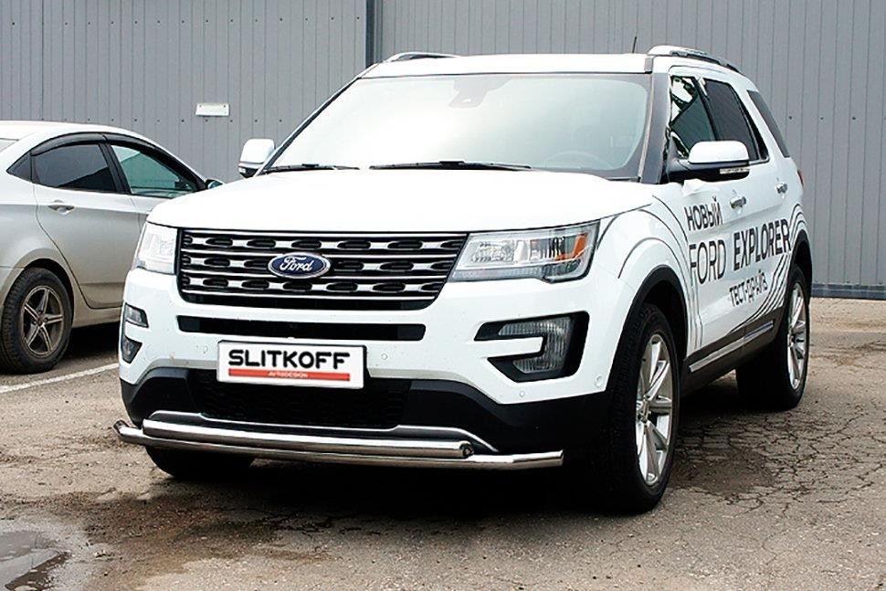 Slitkoff FEX18003 защита переднего бампера d57+ d57 двойная Ford Explorer (2018)