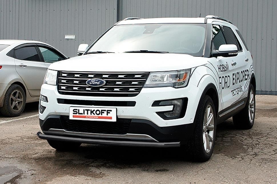 Slitkoff FEX18004B защита переднего бампера d57 черная Ford Explorer (2018)