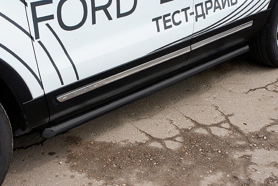 Slitkoff FEX18006B защита порогов d76 труба черная Ford Explorer (2018)