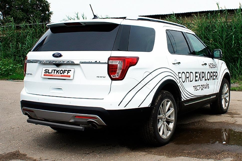 Slitkoff FEX18009B защита заднего бампера d57 черная Ford Explorer (2018)