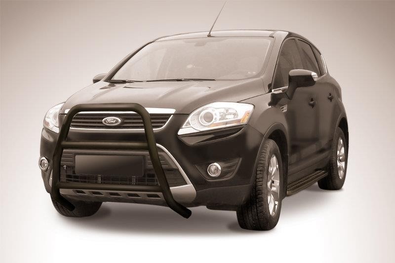 Slitkoff FKG001B кенгурятник d57 высокий с двумя перемычками черный Ford Kuga (2008)