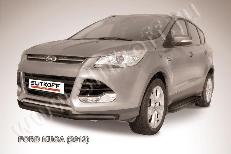 Slitkoff FKG13-003B защита переднего бампера d57+ d57 двойная черная Ford Kuga (2013)