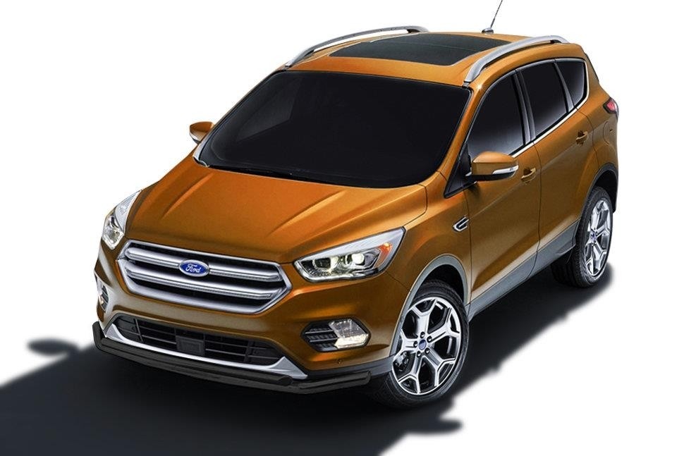Slitkoff FKG16-002B защита переднего бампера d57+ d42 двойная черная Ford Kuga (2016)