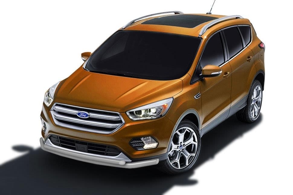 Slitkoff FKG16-002S защита переднего бампера d57+ d42 двойная серебристая Ford Kuga (2016)