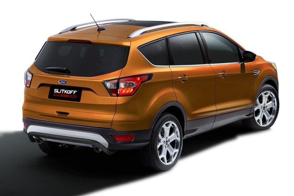 Slitkoff FKG16-007B защита заднего бампера d57 "скоба" черная Ford Kuga (2016)