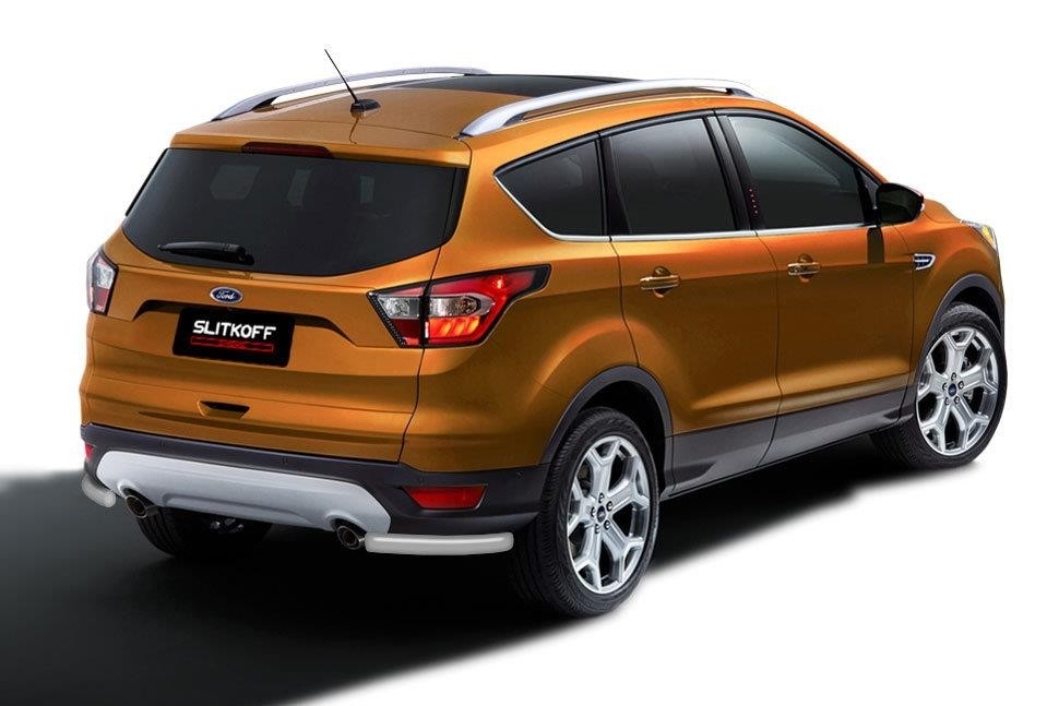 Slitkoff FKG16-009S защита заднего бампера уголки d57 серебристые Ford Kuga (2016)