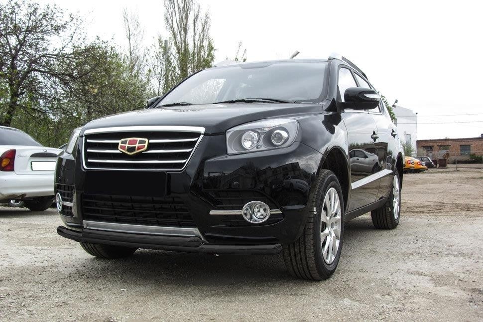 Slitkoff GAFX71604B защита переднего бампера d57+ d57 двойная черная Geely Emgrand X7 (2016)